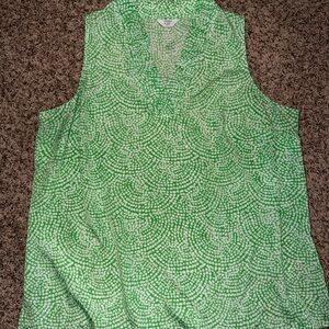 Crown & Ivy Green and White Blouse